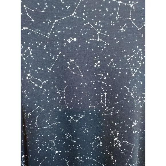 LuLaRoe Carly‎ High Low Swing Dress XS Blue Stars Constellations